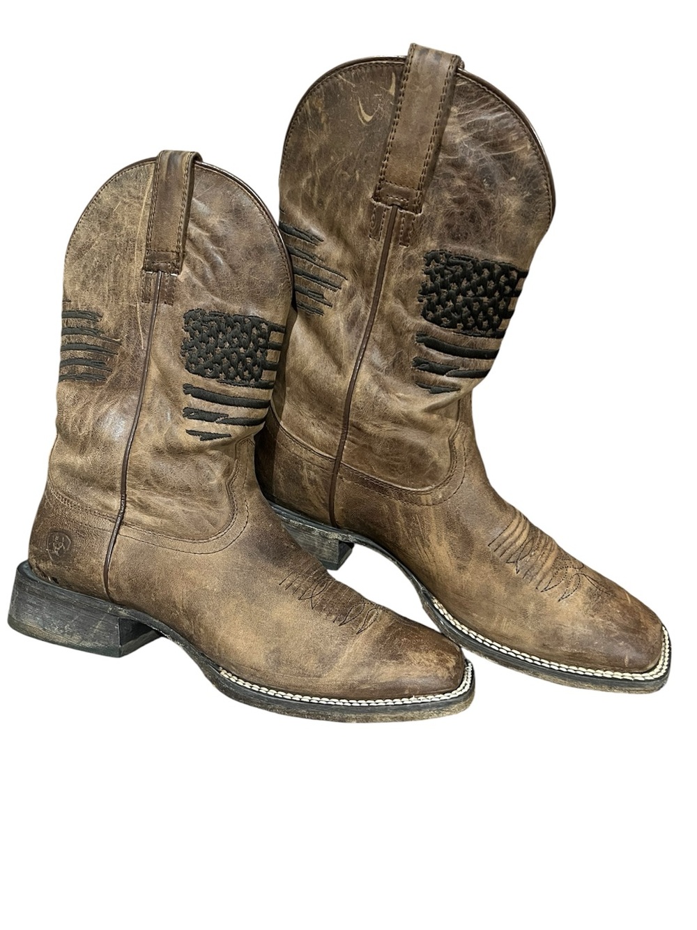 Ariat circuit patriot leather brown Cowboy Boots size 8 square toe